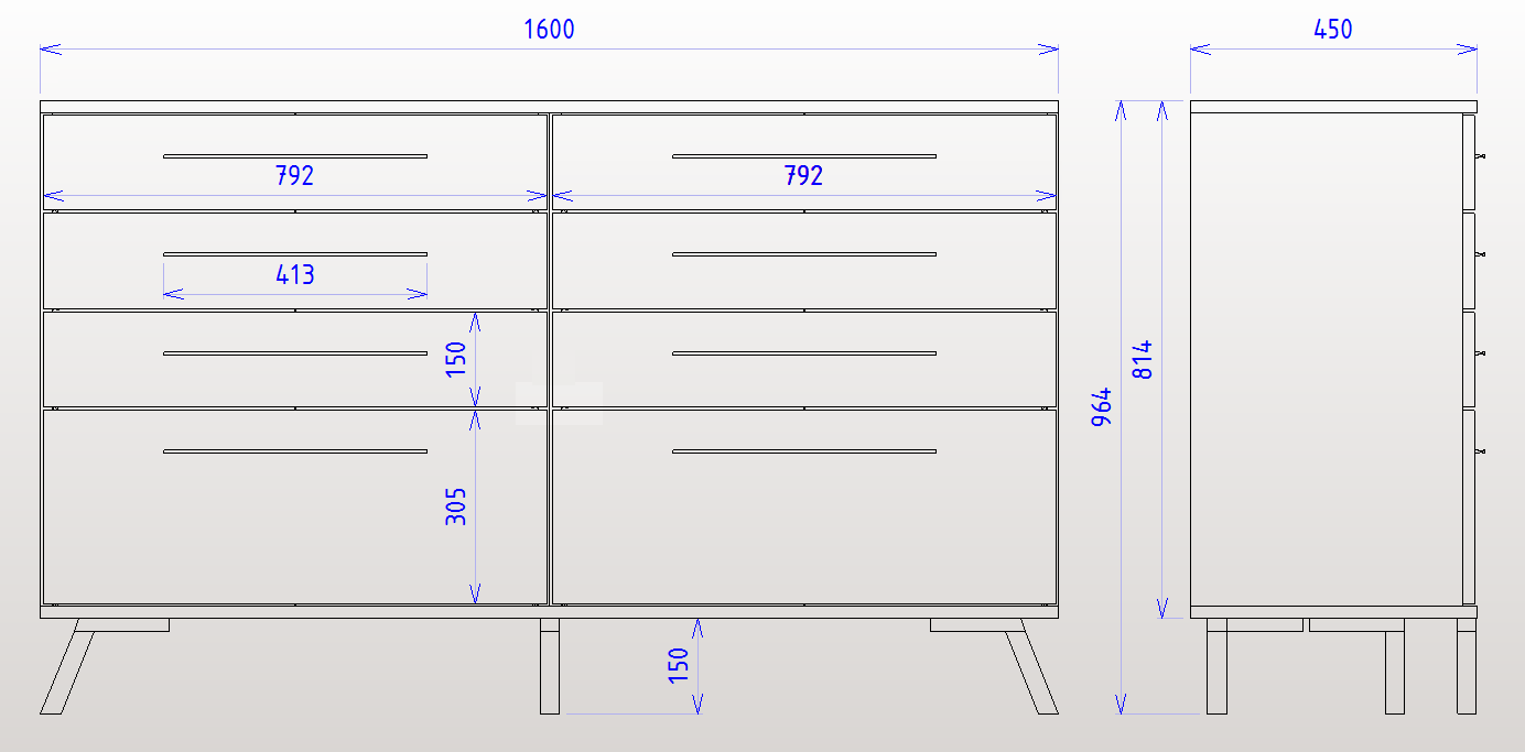 GLASGOW COMODA 160cm